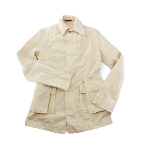 DIESEL 90s Vintage Cream Cargo Utility Jacket Chore Coat Cotton Distressed SZ M - Picture 2 of 16